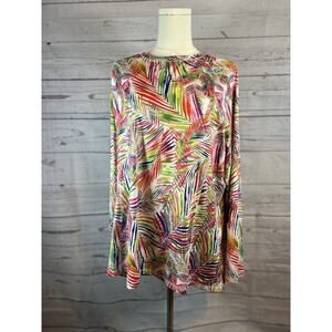 Reel Legends Performance Outfitters Long Sleeve Top XL Multicolor Palm Print